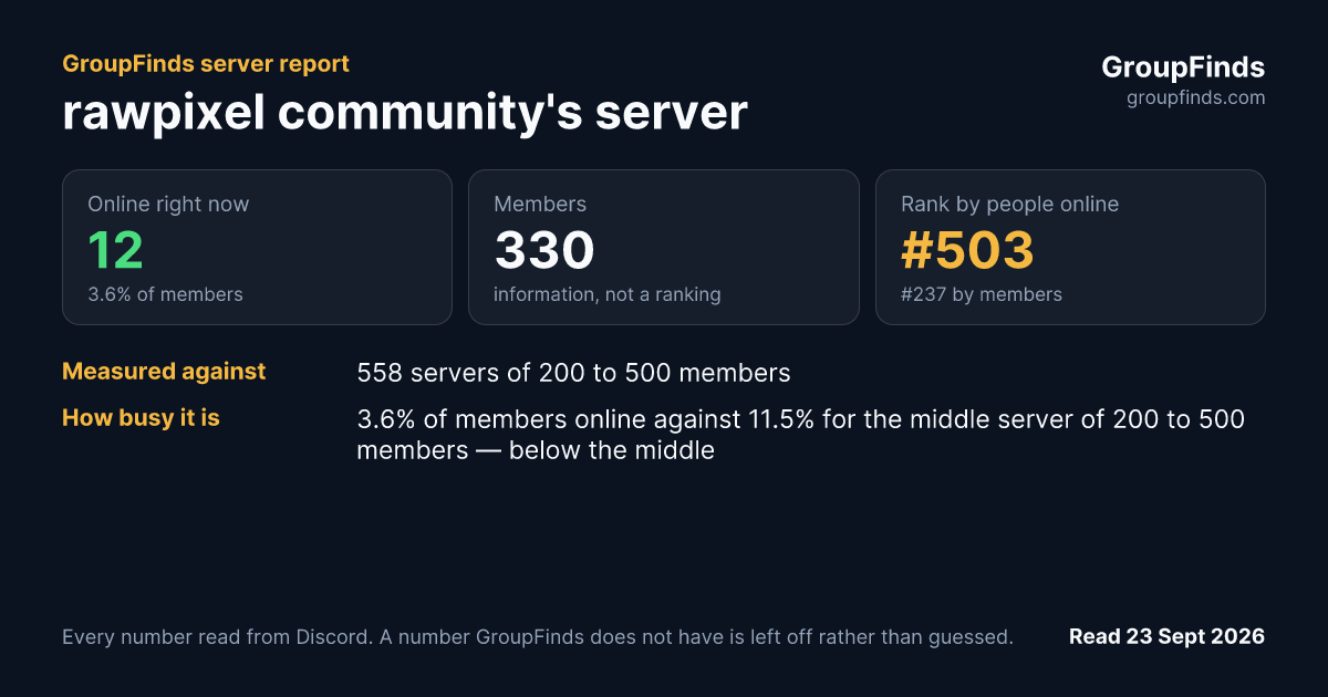 rawpixel community's server's GroupFinds server report