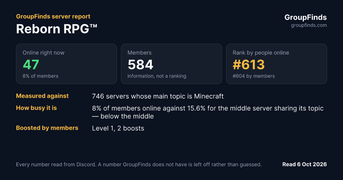 Reborn RPG™'s GroupFinds server report