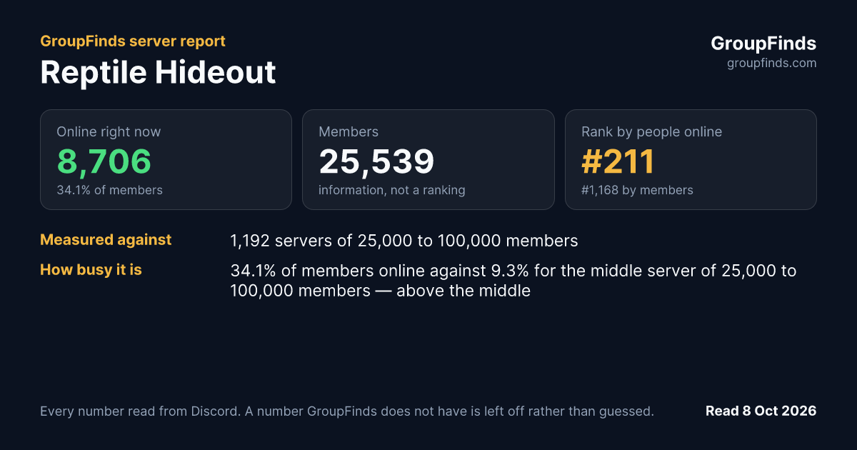 Reptile Hideout's GroupFinds server report