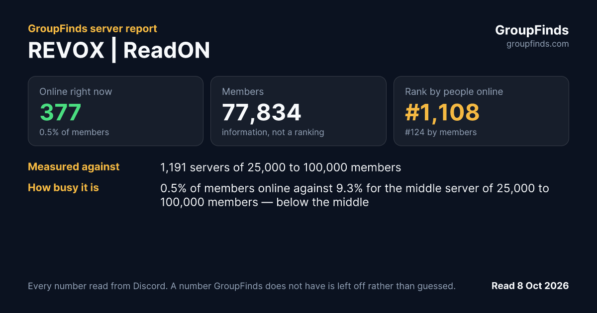 REVOX | ReadON's GroupFinds server report