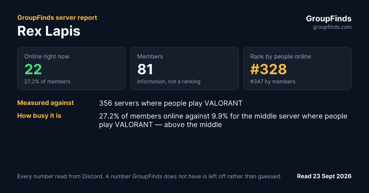Rex Lapis's GroupFinds server report