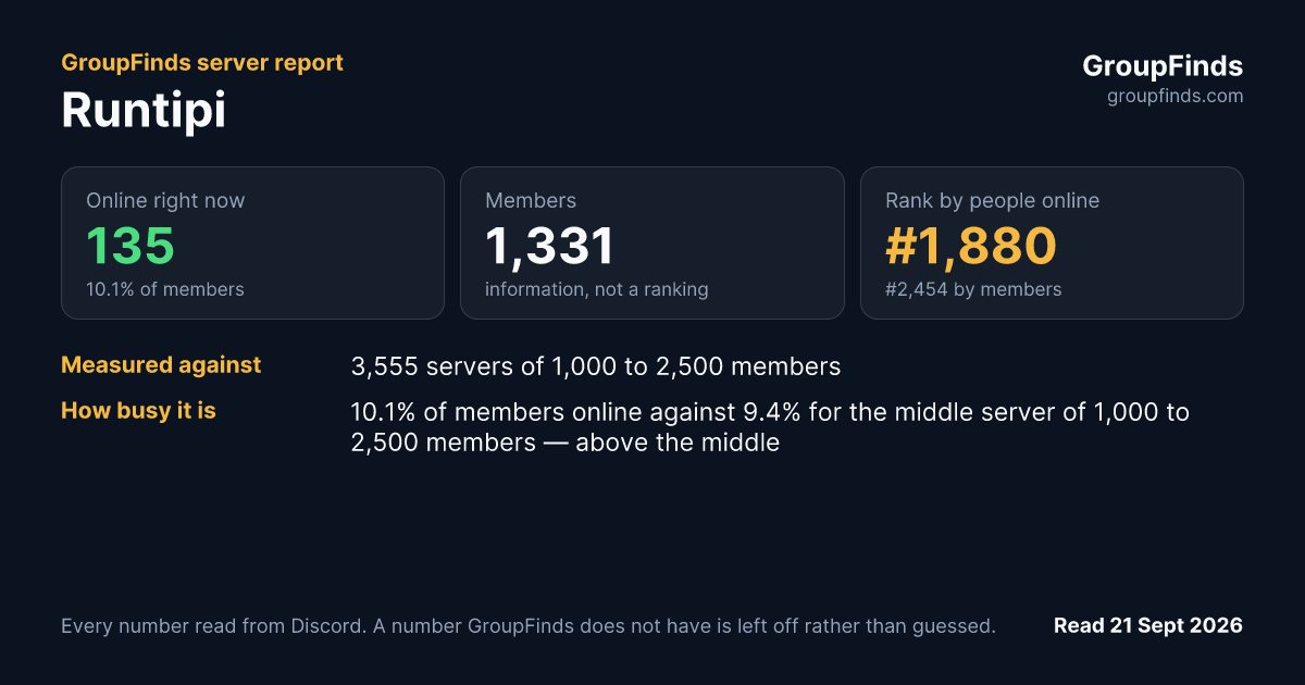 Runtipi's GroupFinds server report