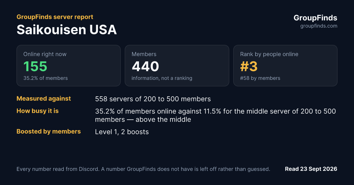 Saikouisen USA's GroupFinds server report