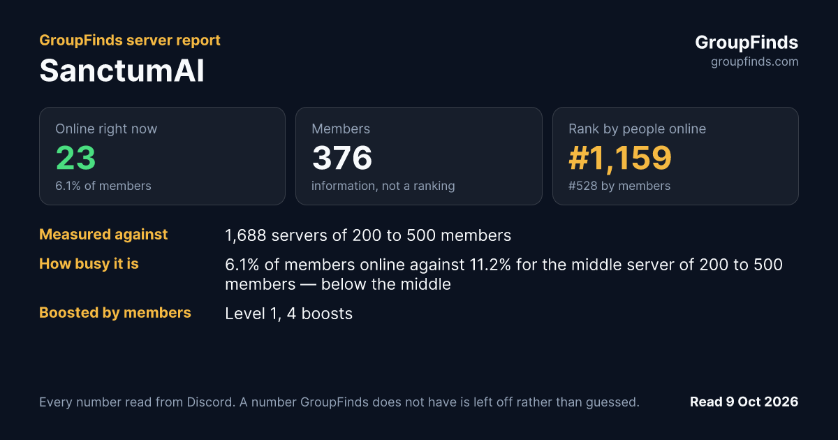 SanctumAI's GroupFinds server report