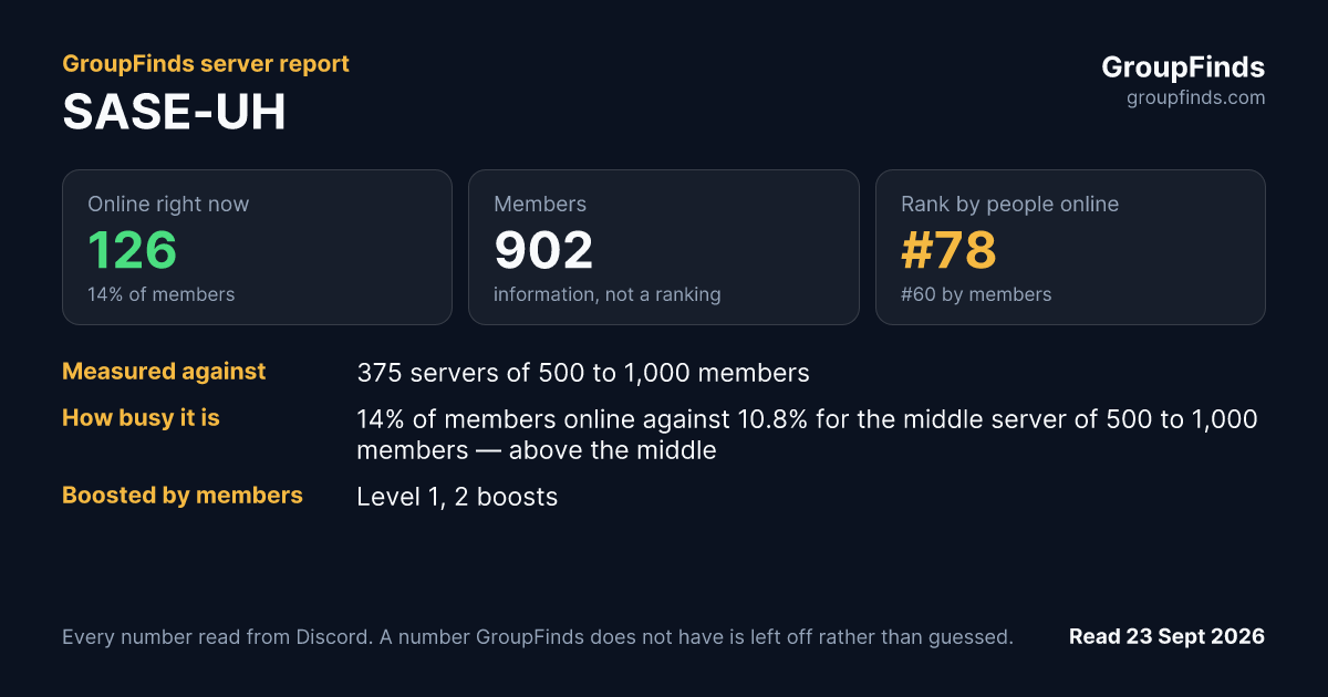 SASE-UH's GroupFinds server report
