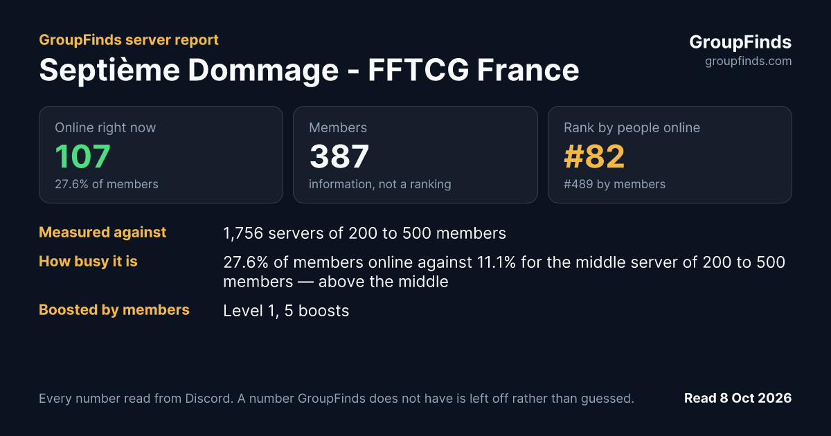 Septième Dommage - FFTCG France's GroupFinds server report