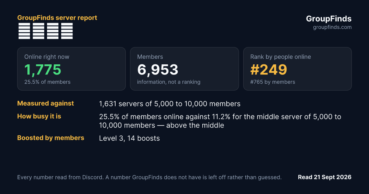 星痕共鳴's GroupFinds server report
