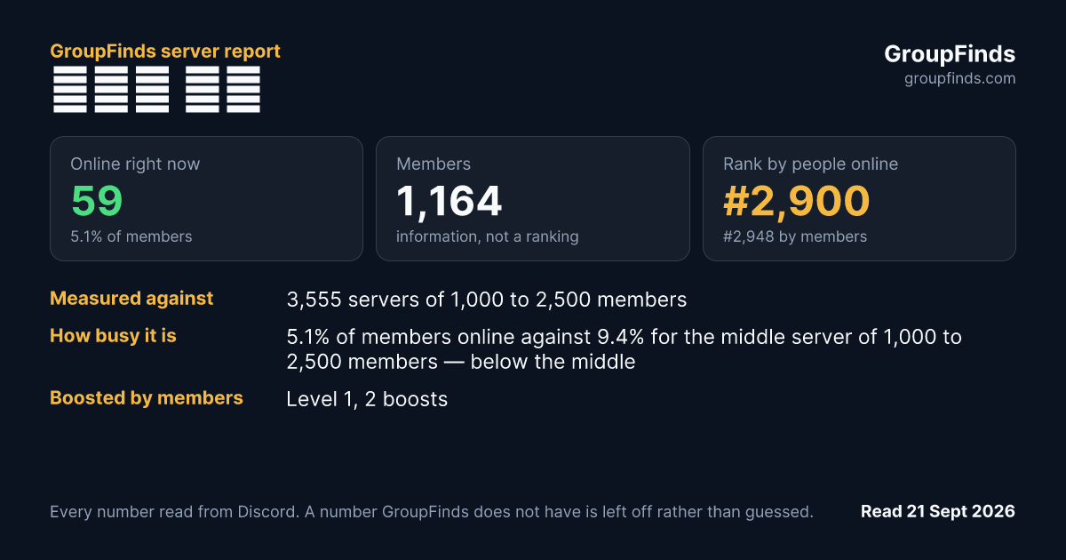 디오사 서버's GroupFinds server report