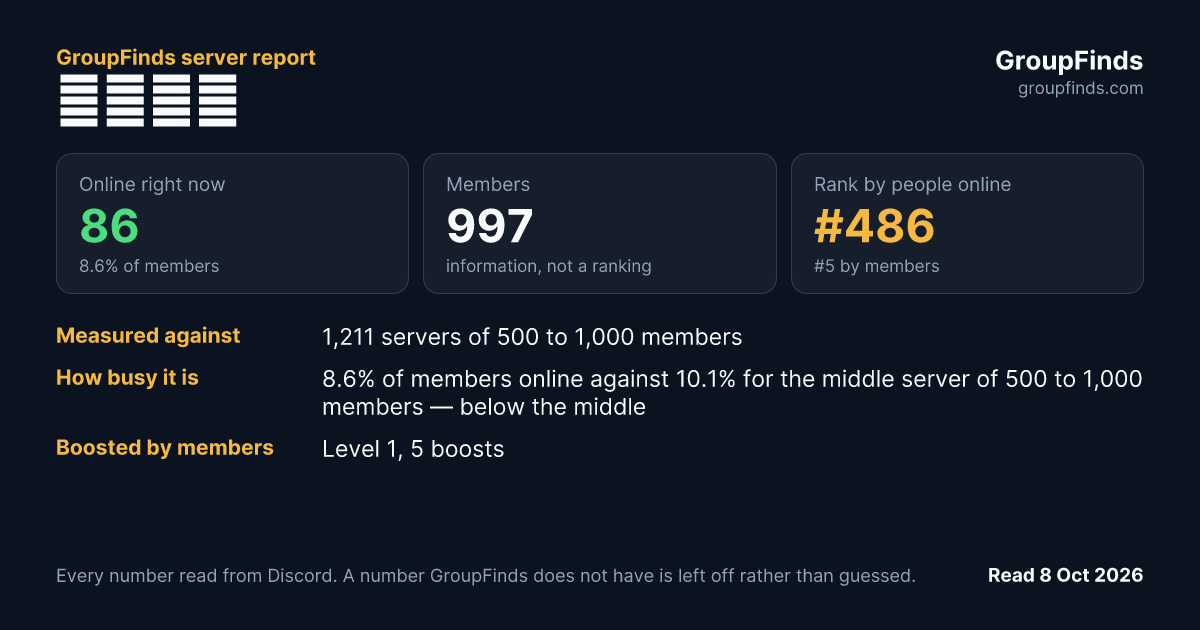 黎明の地's GroupFinds server report