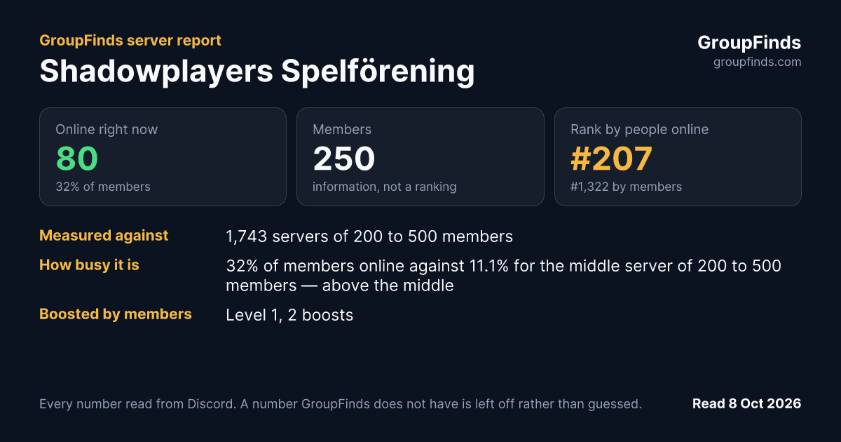 Shadowplayers Spelförening's GroupFinds server report