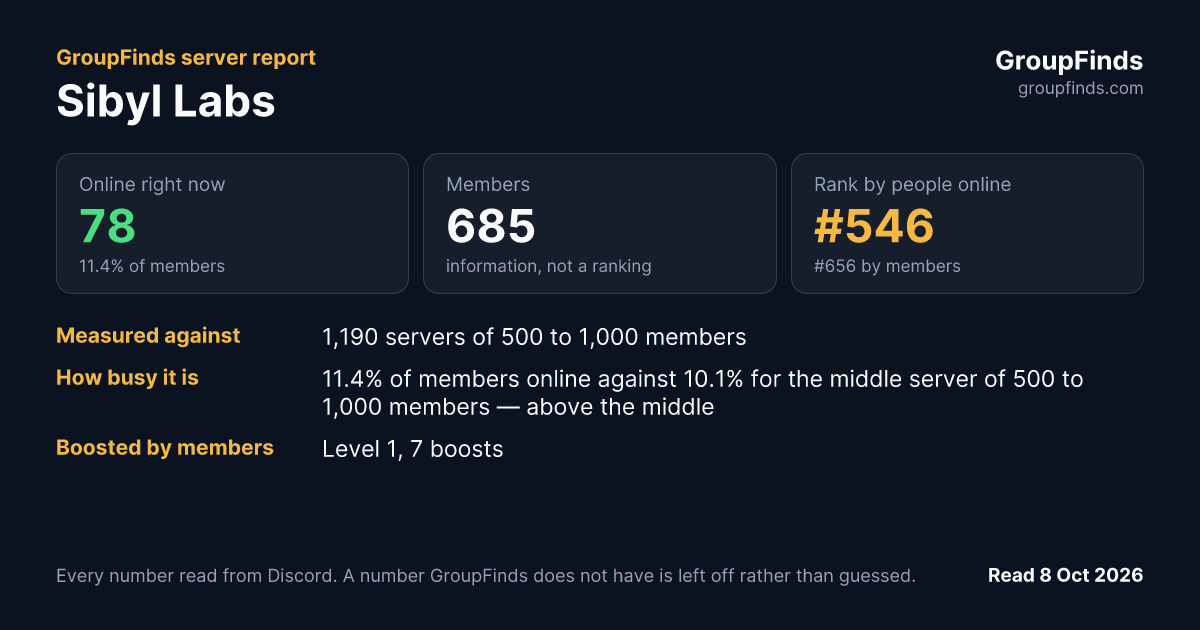 Sibyl Labs's GroupFinds server report