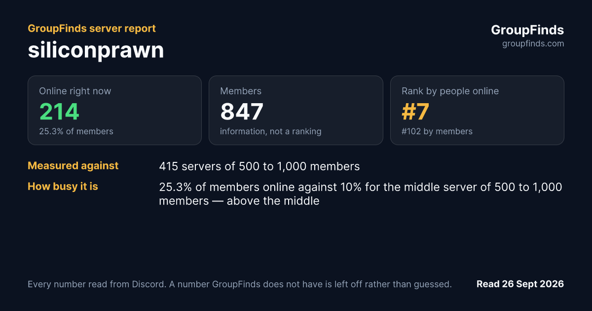siliconprawn's GroupFinds server report