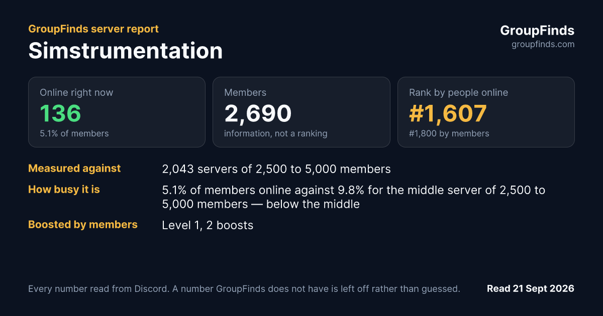 Simstrumentation's GroupFinds server report