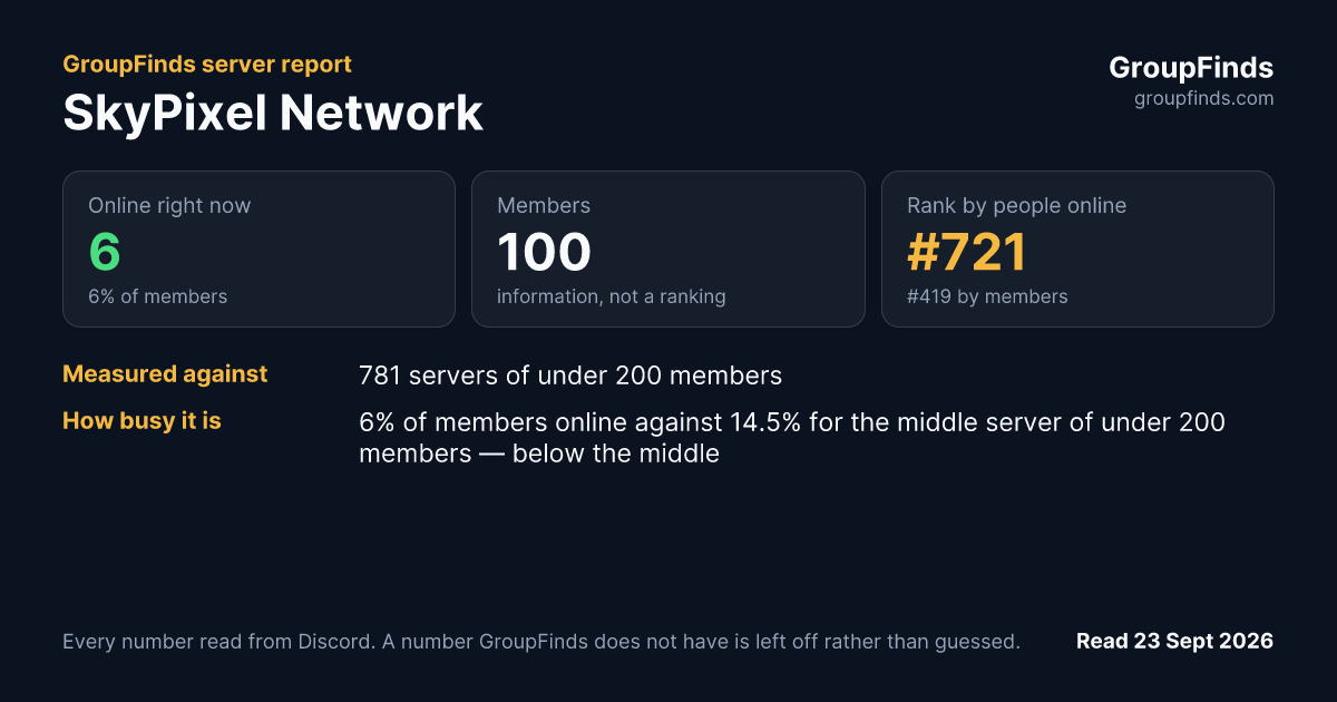 SkyPixel Network's GroupFinds server report