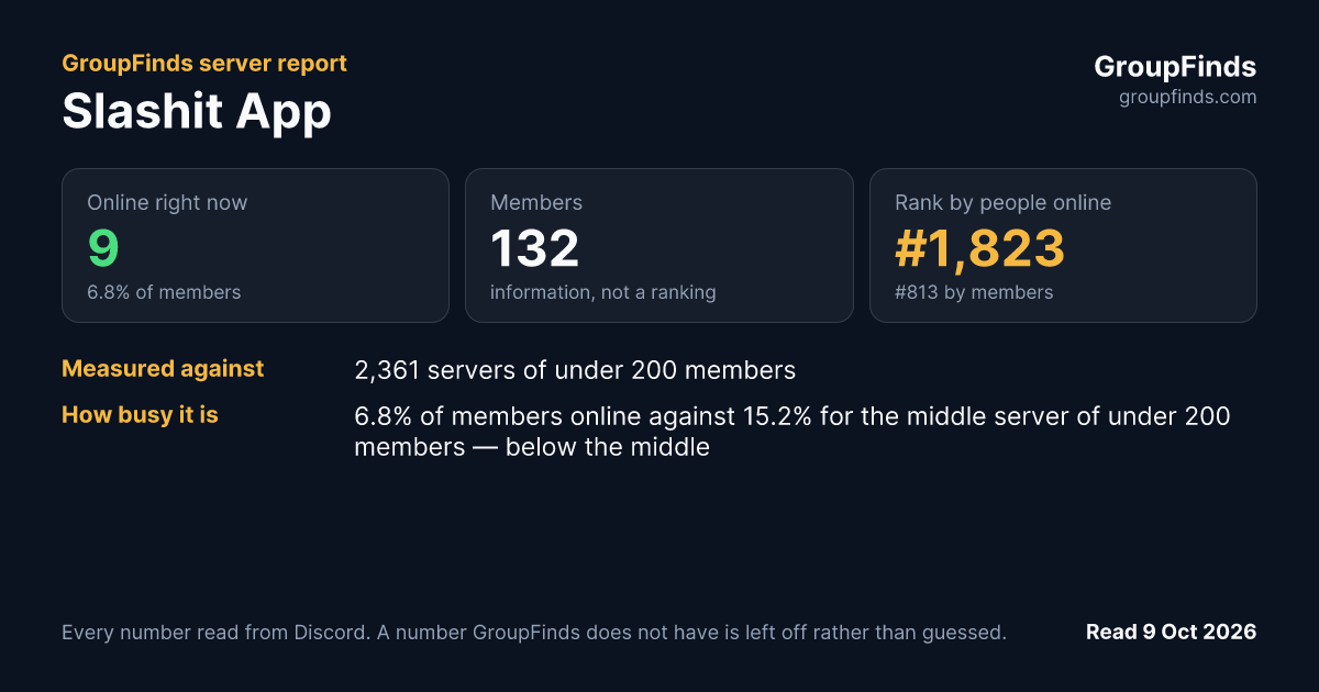 Slashit App's GroupFinds server report