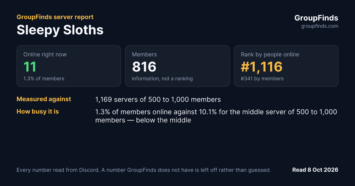 Sleepy Sloths's GroupFinds server report