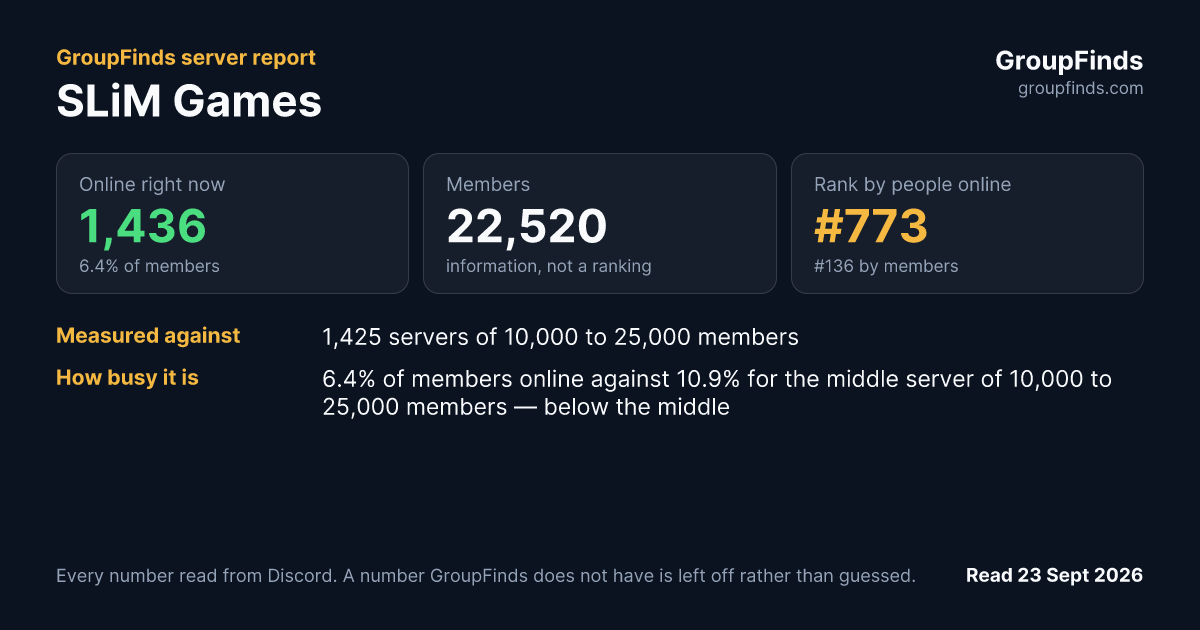 SLiM Games's GroupFinds server report