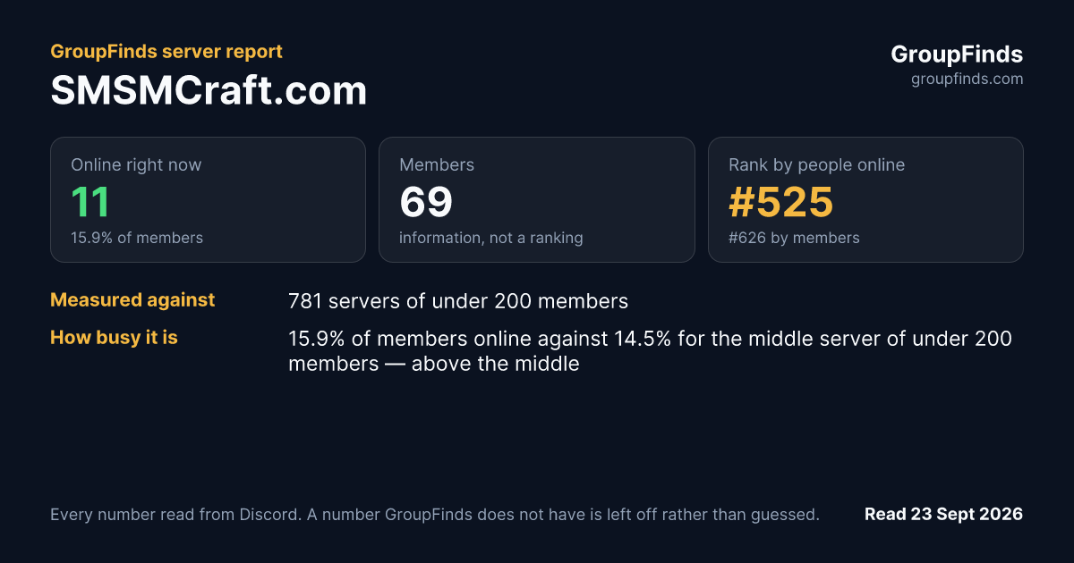 SMSMCraft.com's GroupFinds server report