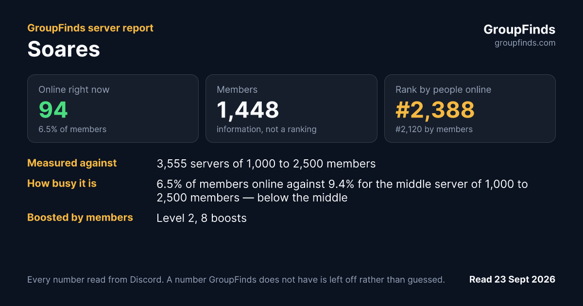 Soares's GroupFinds server report