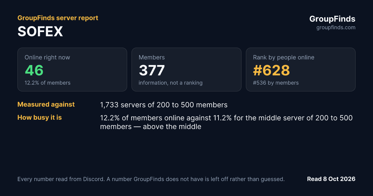 SOFEX's GroupFinds server report