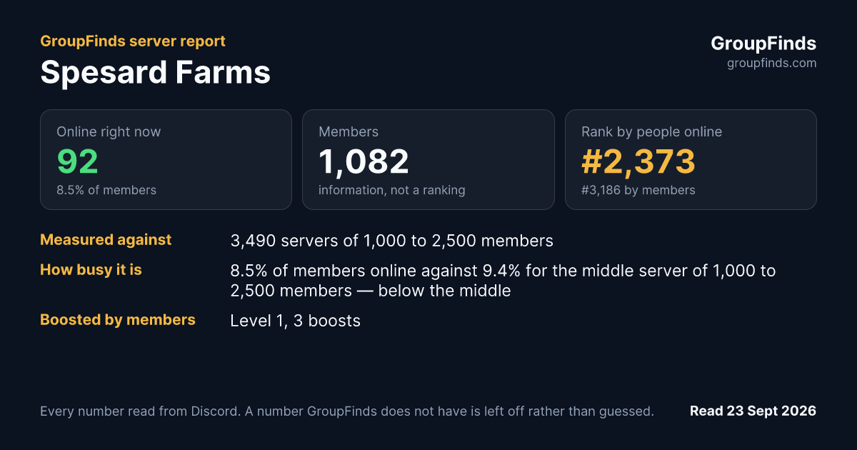 Spesard Farms's GroupFinds server report
