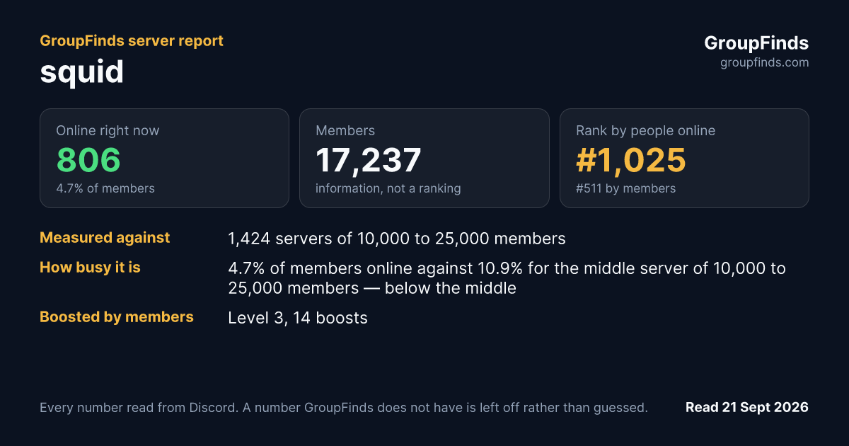 squid's GroupFinds server report