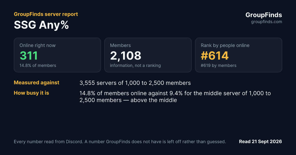 SSG Any%'s GroupFinds server report