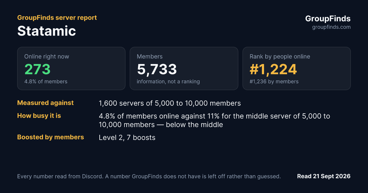 Statamic's GroupFinds server report