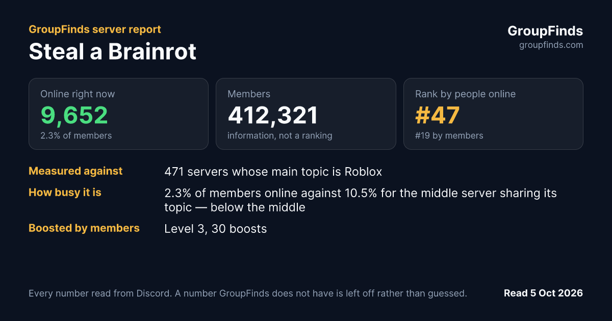Steal a Brainrot's GroupFinds server report