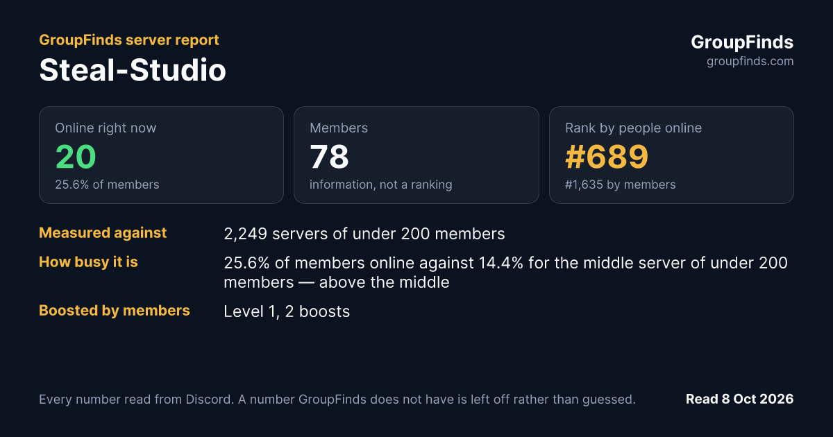 Steal-Studio's GroupFinds server report