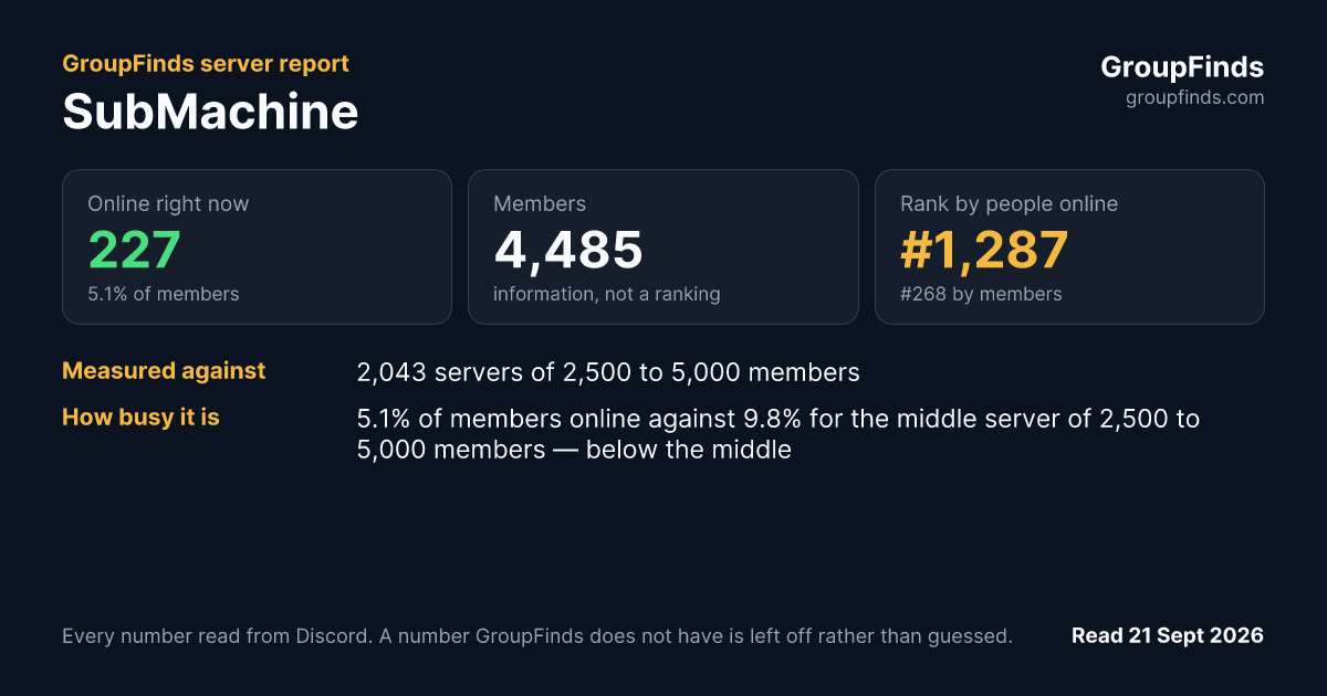 SubMachine's GroupFinds server report
