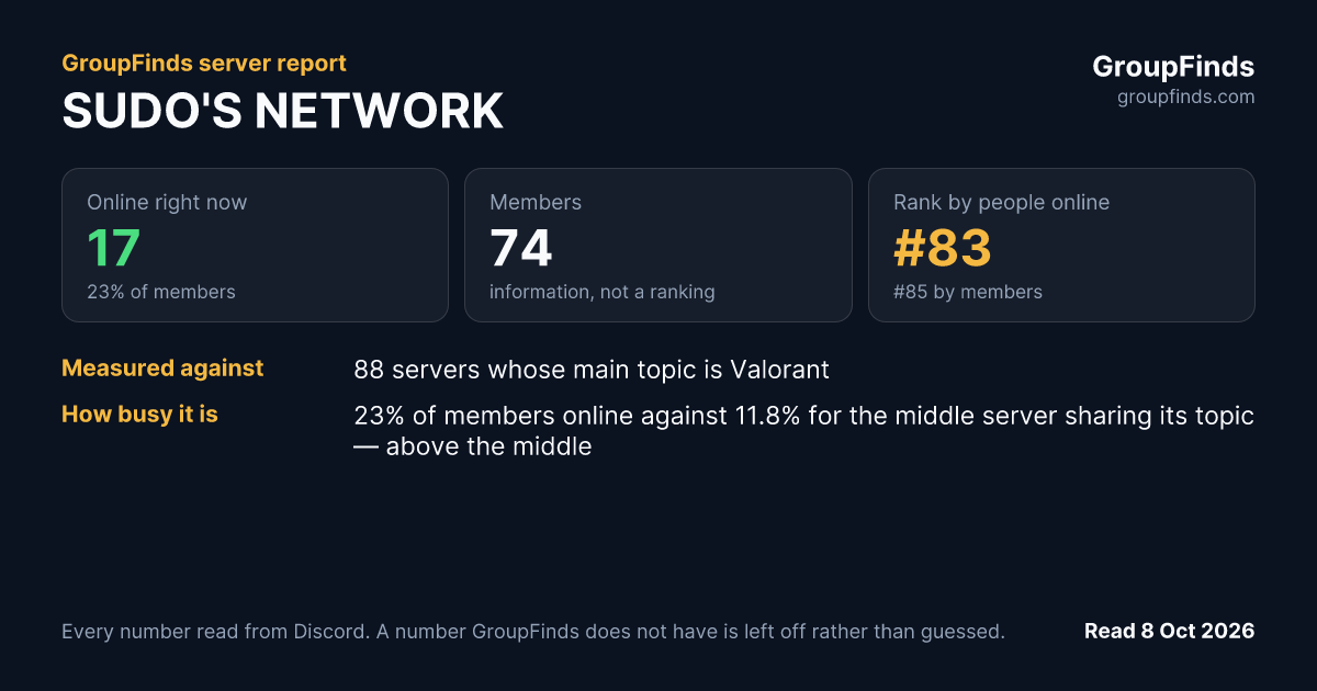 SUDO'S NETWORK's GroupFinds server report
