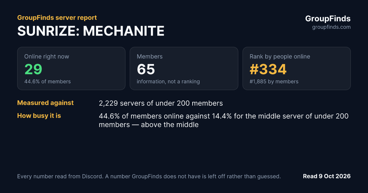 SUNRIZE: MECHANITE's GroupFinds server report