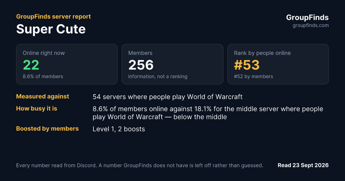 Super Cute's GroupFinds server report