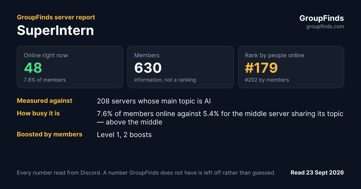 SuperIntern's GroupFinds server report