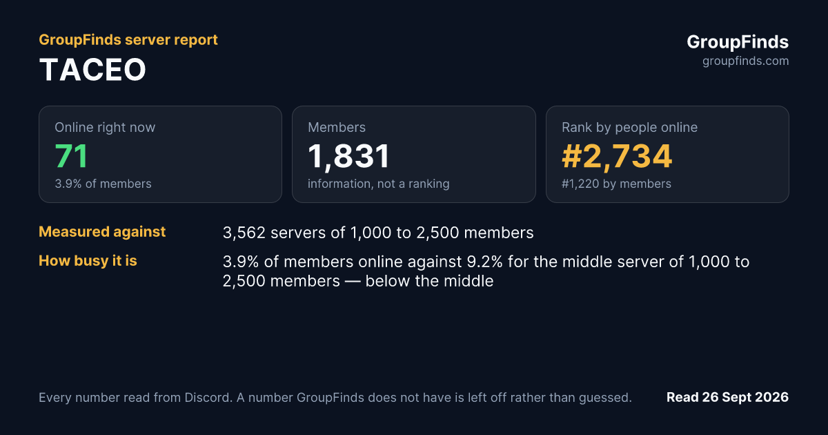 TACEO's GroupFinds server report