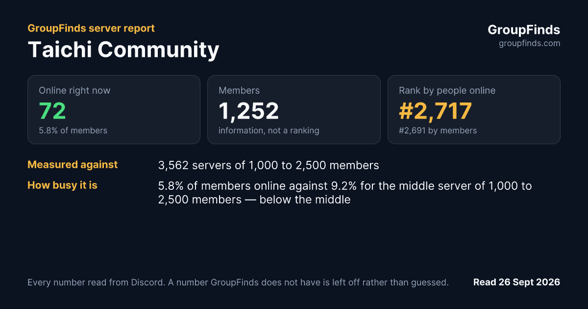 Taichi Community's GroupFinds server report