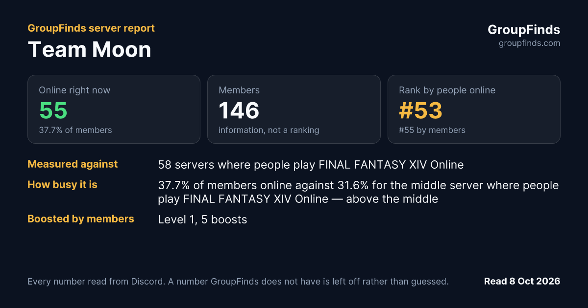 Team Moon's GroupFinds server report