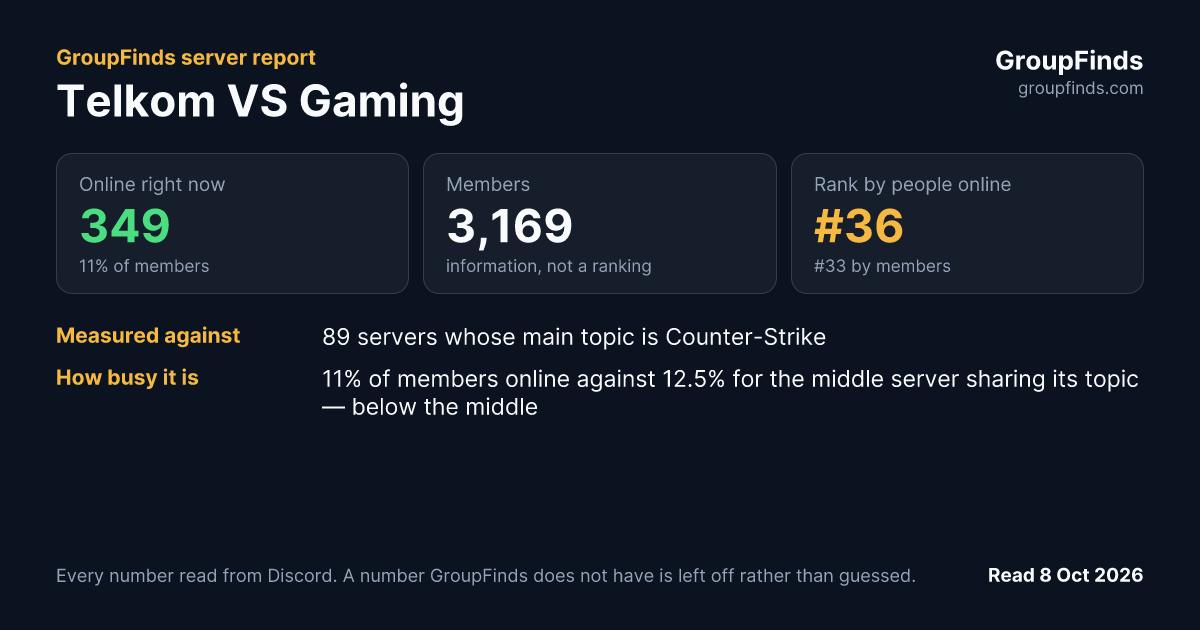 Telkom VS Gaming's GroupFinds server report