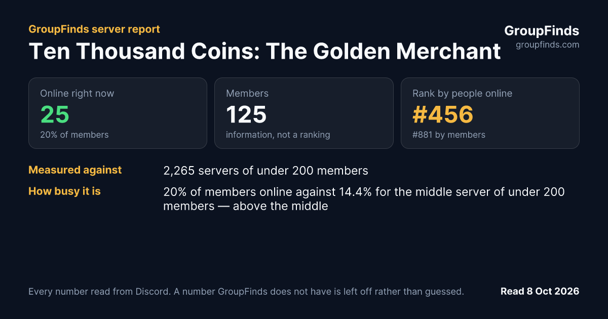 Ten Thousand Coins: The Golden Merchant's GroupFinds server report