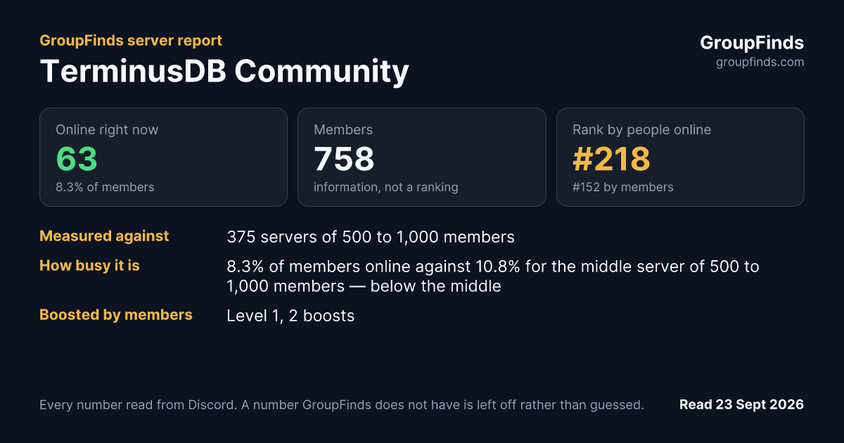 TerminusDB Community's GroupFinds server report