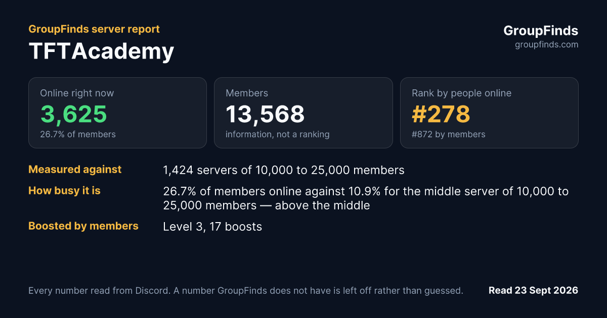 TFTAcademy's GroupFinds server report