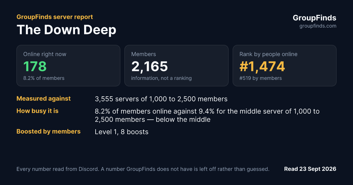 The Down Deep's GroupFinds server report