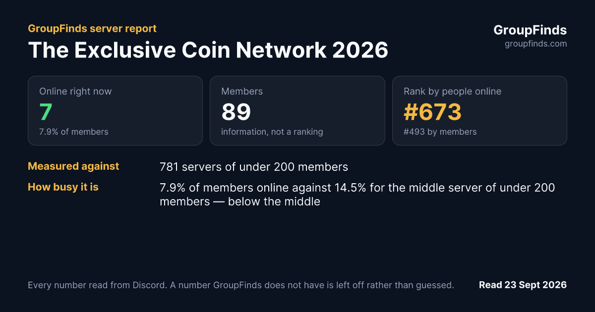 The Exclusive Coin Network 2026's GroupFinds server report