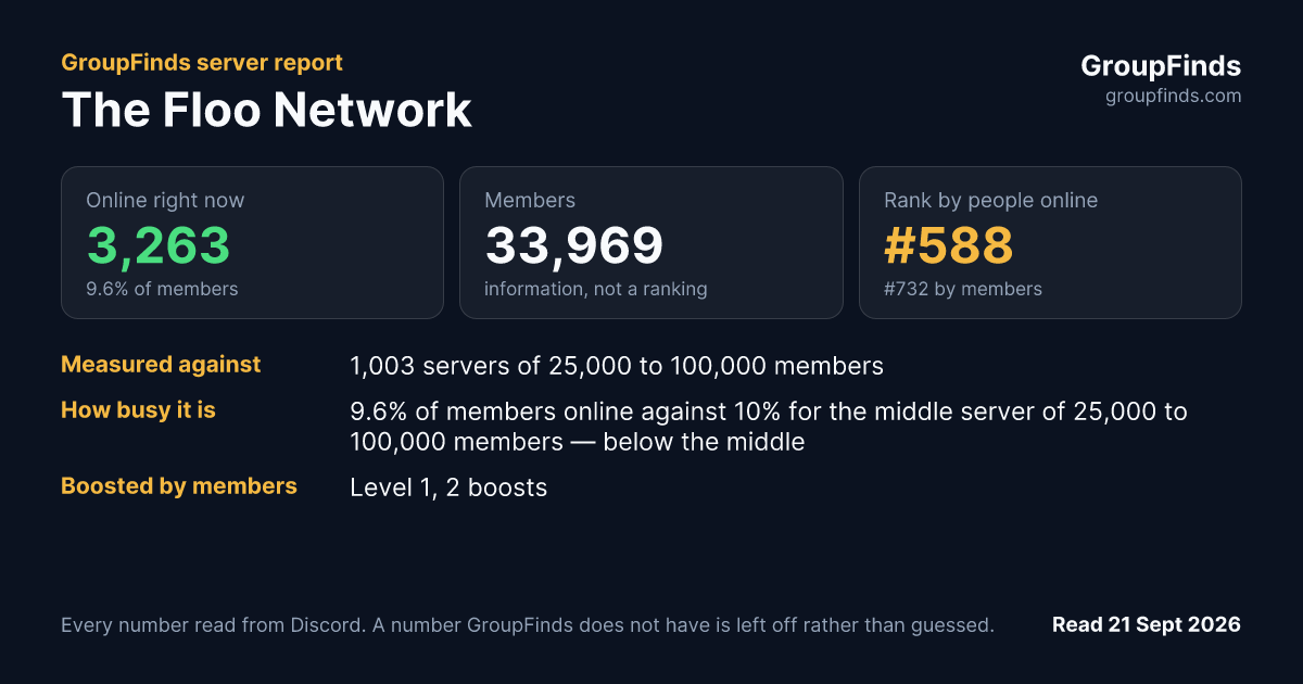 The Floo Network's GroupFinds server report
