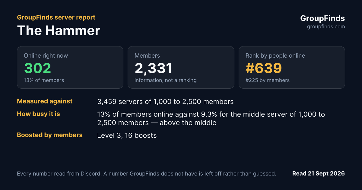 The Hammer's GroupFinds server report