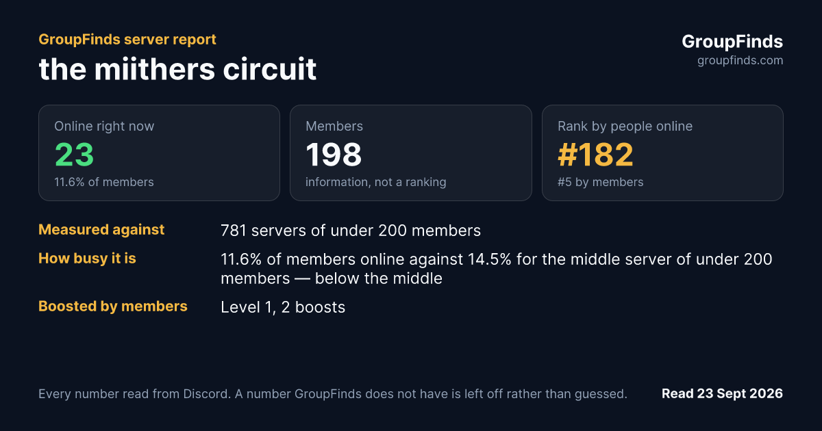 the miithers circuit's GroupFinds server report