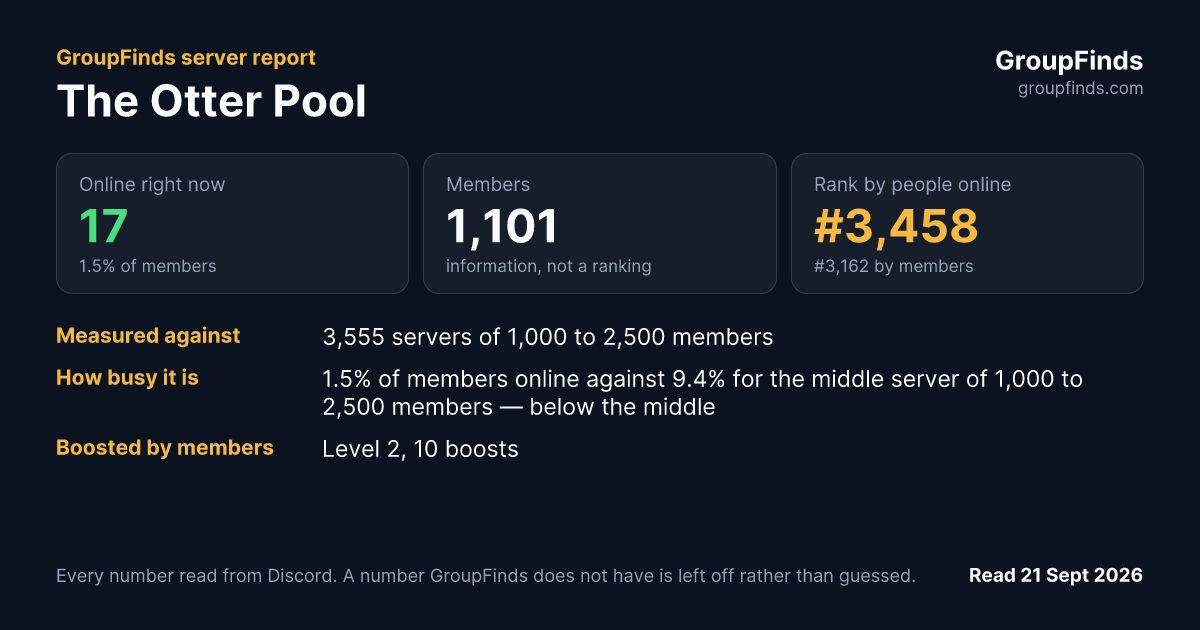 The Otter Pool's GroupFinds server report