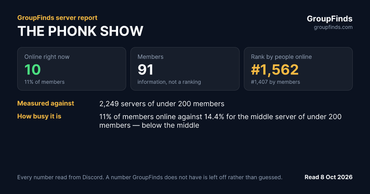 THE PHONK SHOW's GroupFinds server report