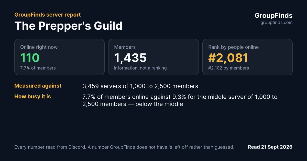The Prepper's Guild's GroupFinds server report